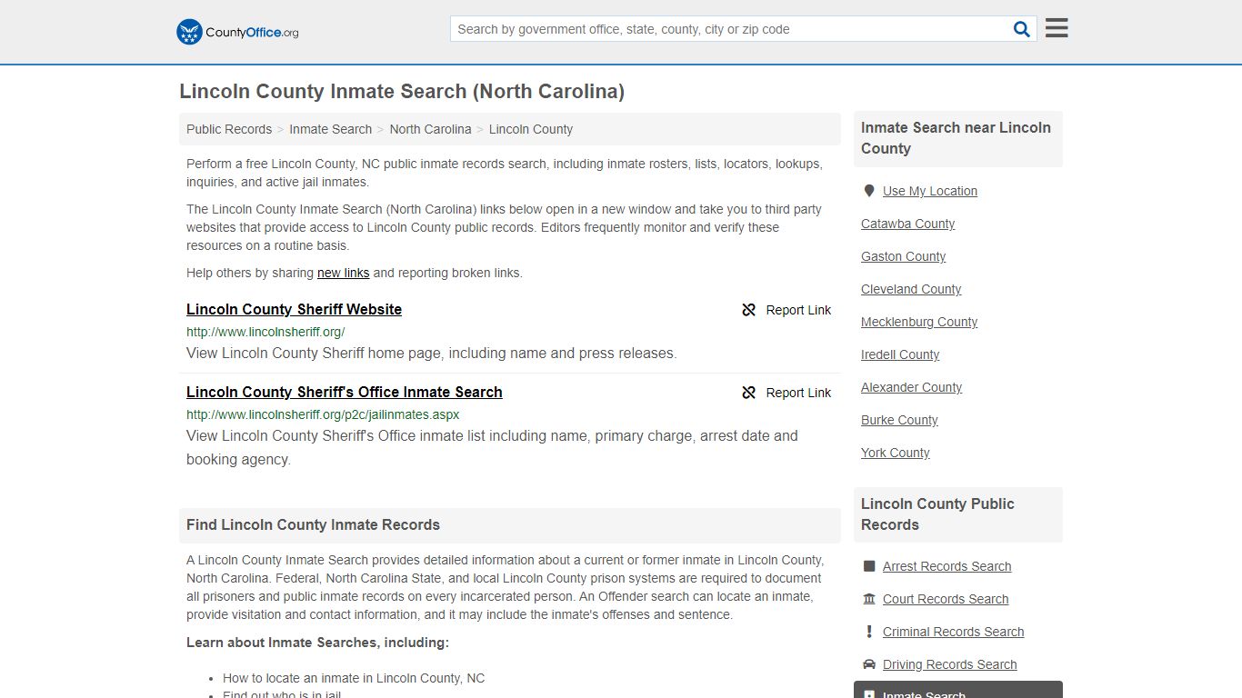 Inmate Search - Lincoln County, NC (Inmate Rosters & Locators)